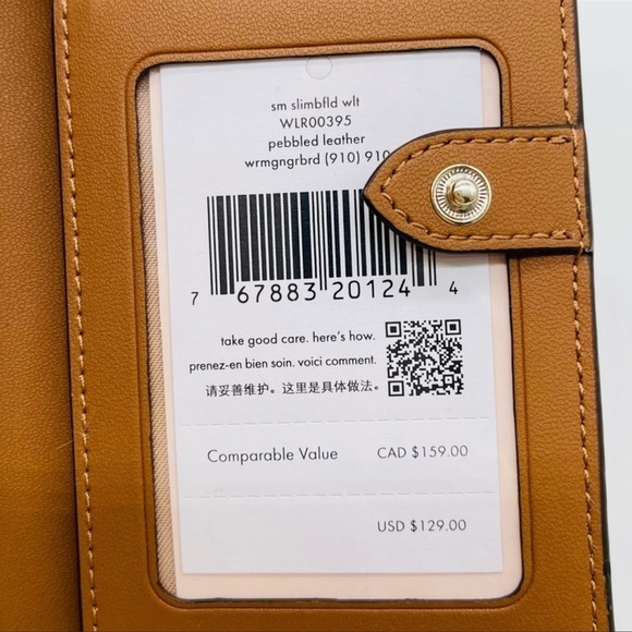 Kate Spade Leila Small Slim Bifold Wallet Brown/Gold - Picture 7 of 7